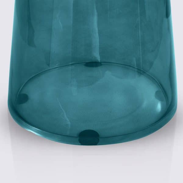 table d'appoint bout de table bell copie en verre trempe bleu style classicon