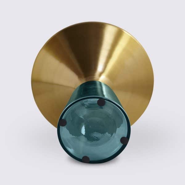 table d'appoint bout de table bell en verre trempe bleu style classicon