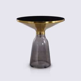 Table d'appoint design en verre trempé gris foncé - Bella