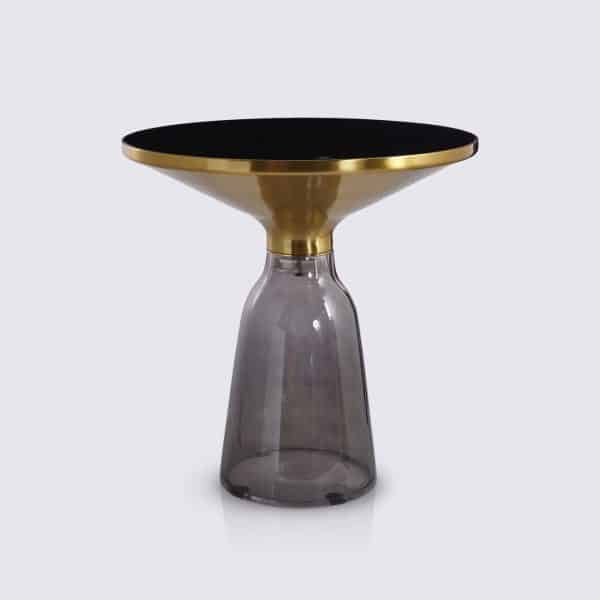 table d'appoint bell replique en verre trempe gris foncé style classicon
