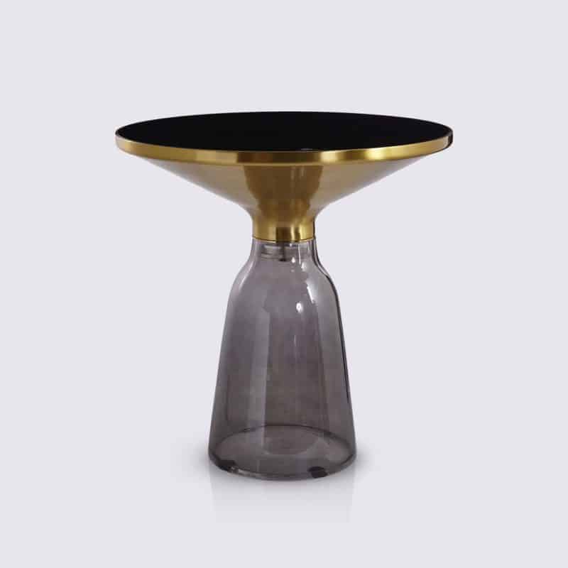 table d'appoint bell replique en verre trempe gris foncé style classicon