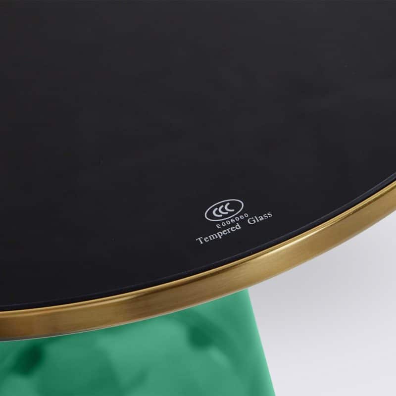 table d'appoint bout de table bell dupe en verre trempe vert bouteille style classicon