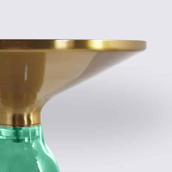 table d'appoint bout de table bell replique en verre trempe vert bouteille style classicon