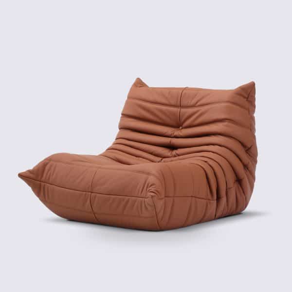 Fauteuil en cuir pleine fleur cognac - Pogo