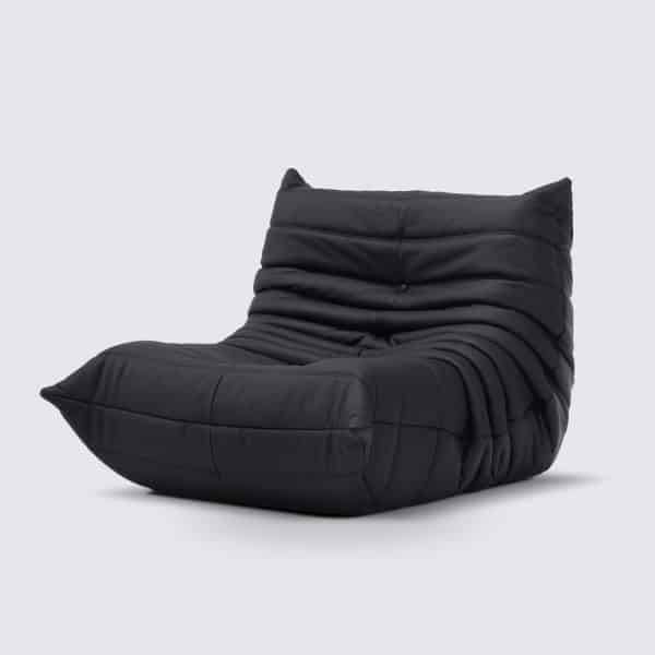 Fauteuil Pogo 1 place en cuir pleine fleur noir