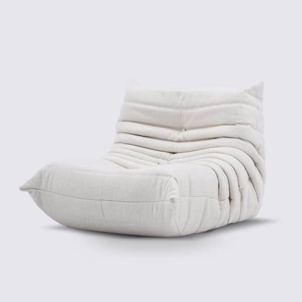 Fauteuil Pogo 1 place en tissu bouclette crème