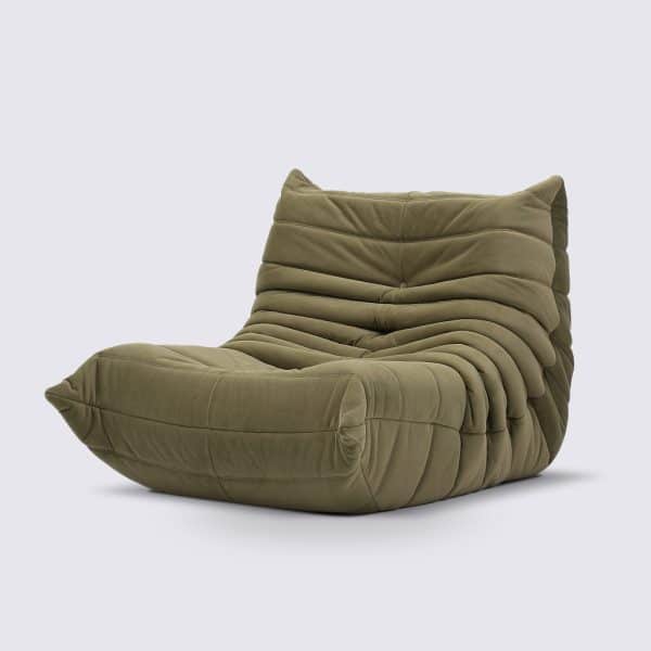 Fauteuil Pogo 1 place en tissu velours vert
