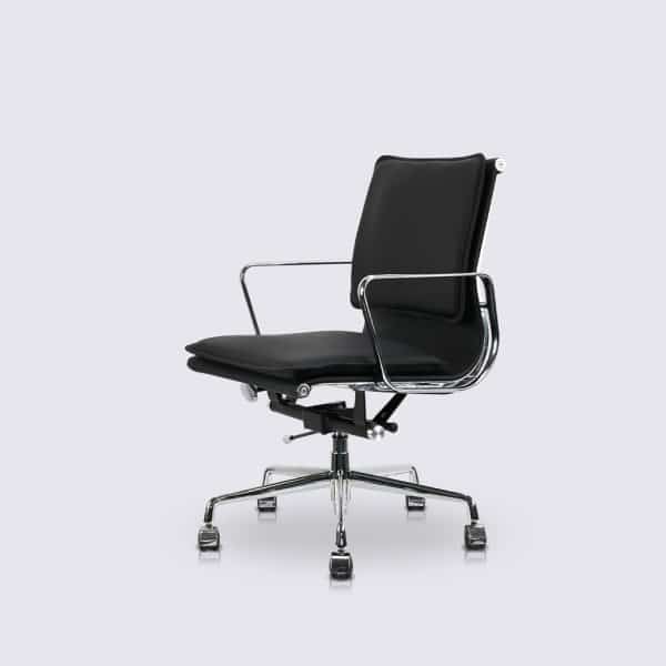chaise bureau soft pad a roulette en cuir noir
