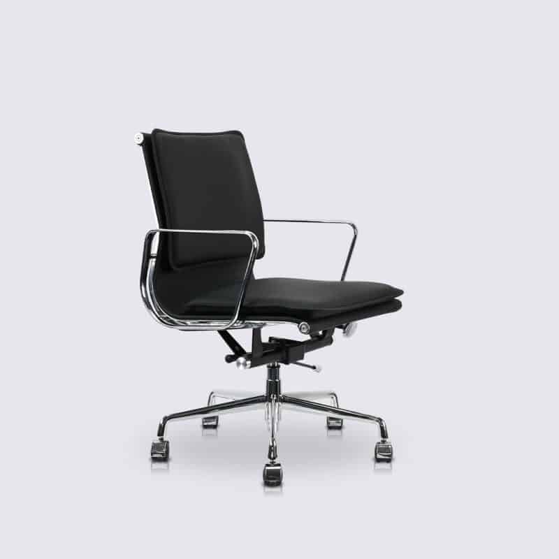 chaise de bureau soft pad roulette en cuir noir