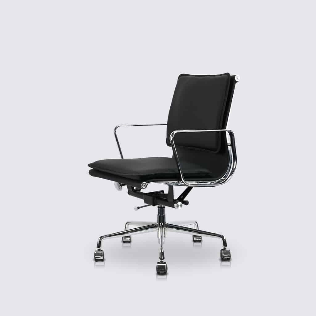 chaise bureau soft pad a roulette en cuir noir