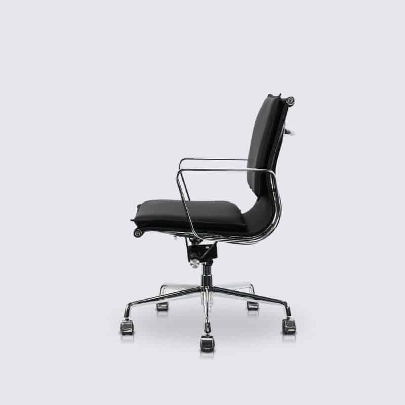 chaise de bureau soft pad a roulette en cuir noir