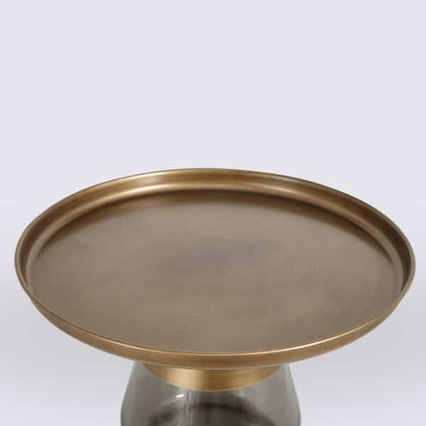 table d'appoint verre trempe gris fonce plateau en metal bel